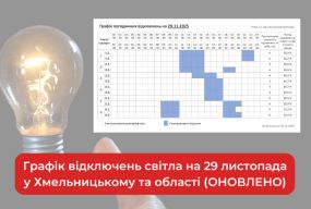 Графік відключень світла на 29 листопада у Хмельницькому та області (ОНОВЛЕНО)