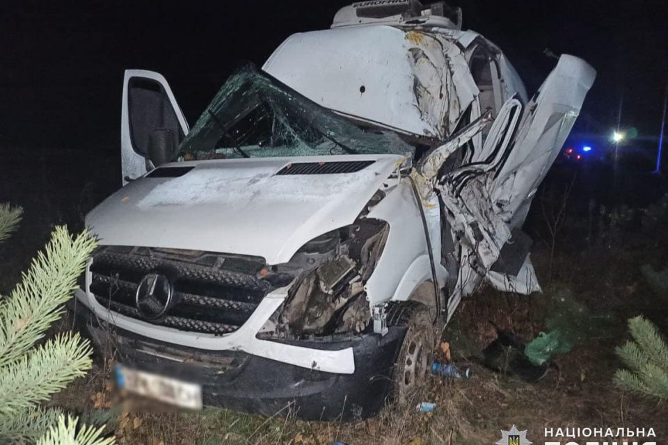На Хмельниччині мікроавтобус врізався в дерево. Водій у лікарні