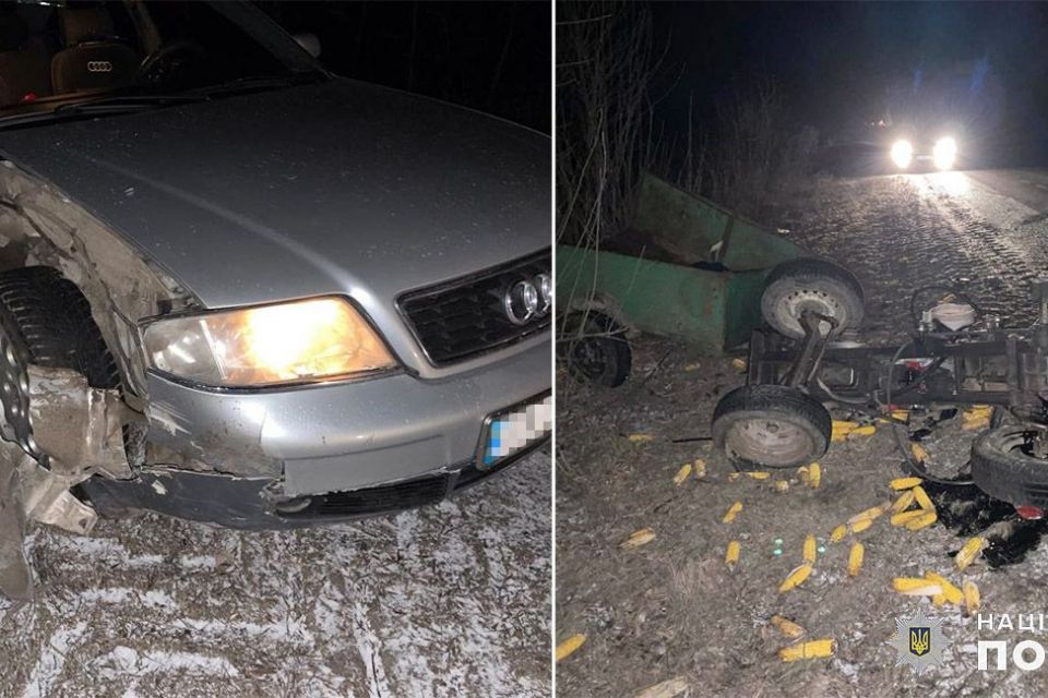 Біля Наркевич легковик врізався в мотоблок: двоє людей потрапили до лікарні