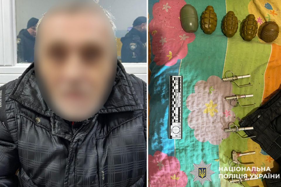 На Хмельниччині викрили чоловіка, який зберігав 5 бойових гранат