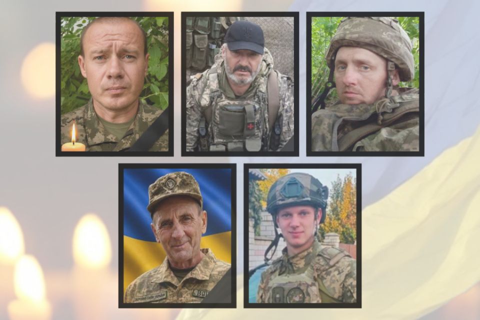 На щиті 5 воїнів з Хмельниччини: Олександр Богач, Віталій Скидан, В’ячеслав Пшеничний, Микола Тимчук, Владислав Цирт