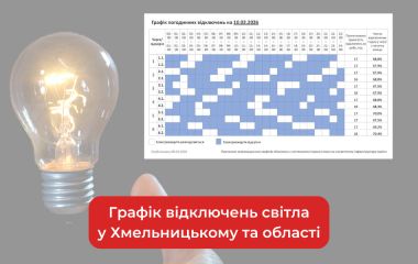 Графік погодинних відключень світла у Хмельницькому та області на 10 лютого