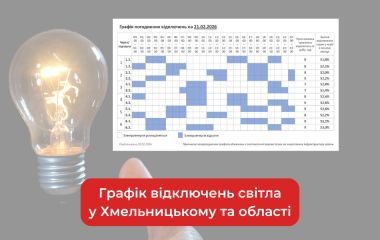 Графік погодинних відключень світла у Хмельницькому та області на 21 лютого