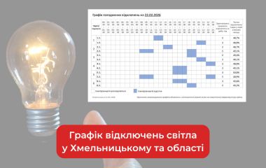 Графік погодинних відключень світла у Хмельницькому та області на 22 лютого