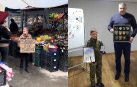 Юний волонтер, якого під час хвилини мовчання штурхнув чоловік, отримав нагороду за патріотизм