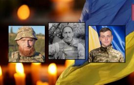 На щиті – воїни з Хмельниччини:  Олег Довжний, Валерій Мартинюк та Микола Пасічник