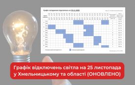 Графік відключень світла на 25 листопада у Хмельницькому та області (ОНОВЛЕНО)