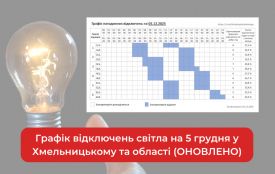 Графік відключень світла на 5 грудня у Хмельницькому та області (ОНОВЛЕНО)