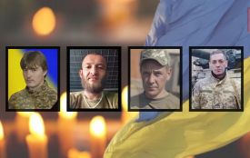 На щиті — четверо військових з Хмельниччини: Пославський Андрій, Резничук Дмитро, Слободян Олександр, Ярмошук Василь
